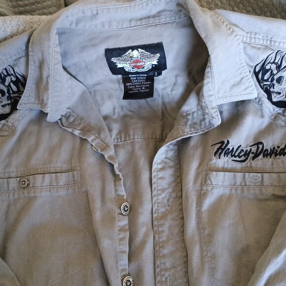 Harley Davidson mens Button up Long Sleeved garage shirt - Size L - Picture 3 of 4